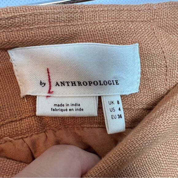 Anthropologie Meghan Embroidered Belted Mini Skirt with Pockets Orange Pink 4 - Picture 10 of 14